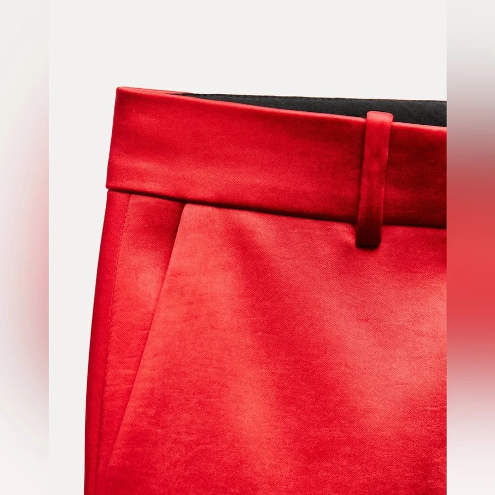 New ZARA Satin Straight Cut Pants ZW Collection